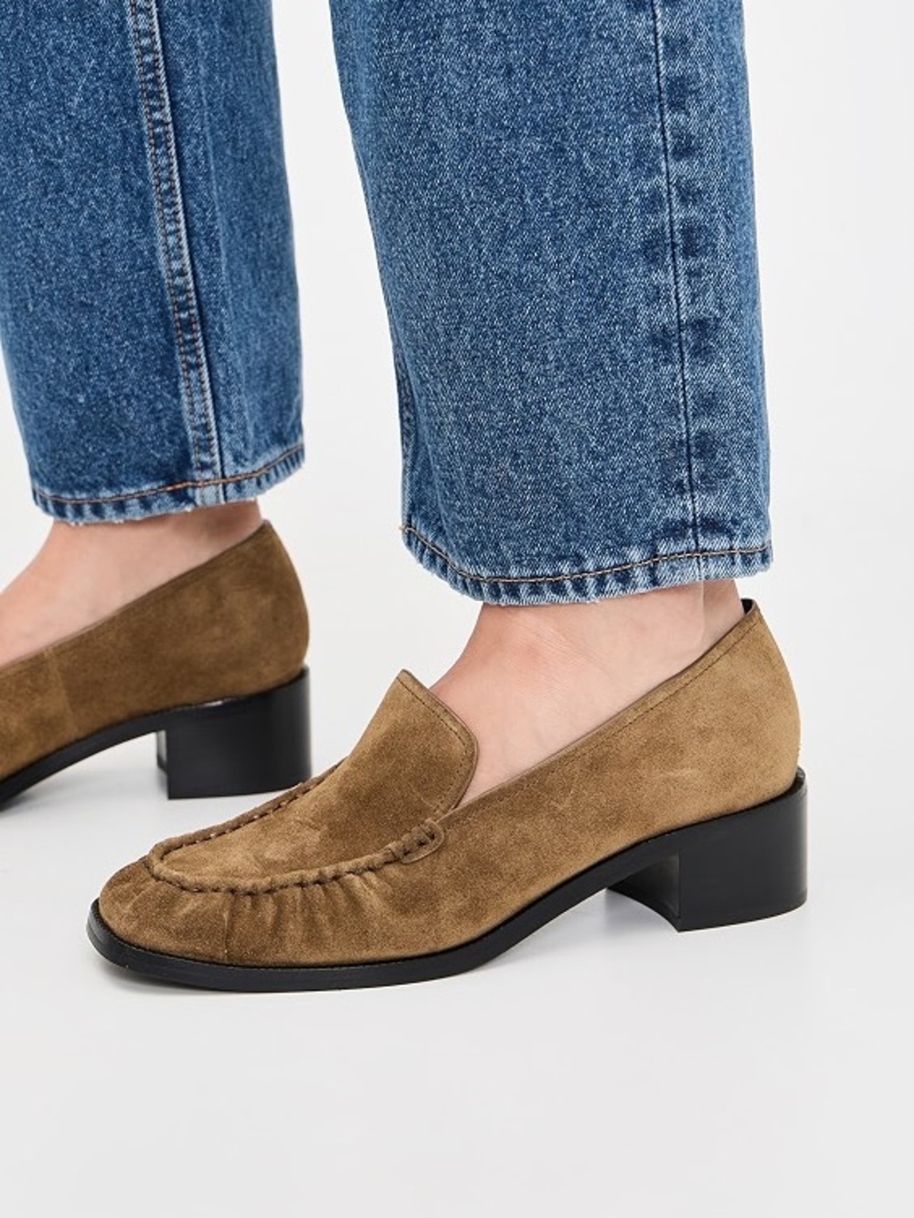 Vince Olive Suede Low Heel Loafers